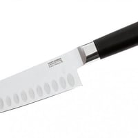 Cuchillo Santoku oriental con mango negro suave al tacto de 17 cm