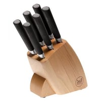 Set of 6 steak knives with wooden block