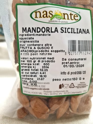 Mandorle di Sicilia sgusciate 150g