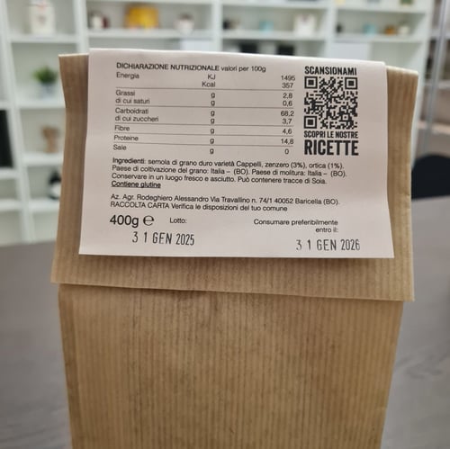 Nettle and ginger rigatoni Senatore Cappelli 400g