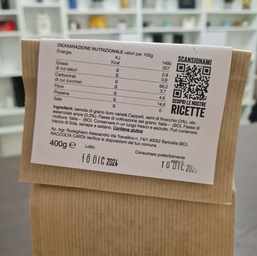 Fusilli finocchietto e anice Senatore Cappelli 400g