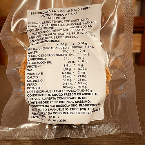 Sbrisolona artigianale mini cotta in forno a legna