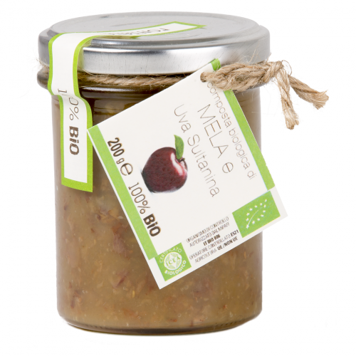 Compota orgânica de maçã e sultanas 210g