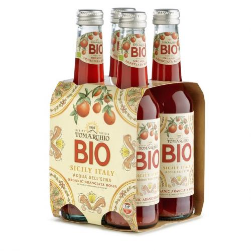 Biologische Rode Sinaasappellimonade met Rode Sinaasappels uit Sicilië IGP 275ml Doos van 4 Flessen