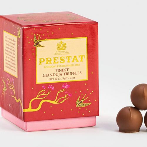 Caixa de 175 g de trufas de chocolate muito finas Gianduja