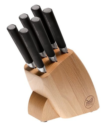 Set 6 coltelli bistecca con ceppo in legno