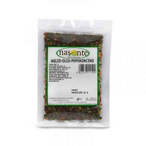 Knoflookolie, chili, zak van 20 g