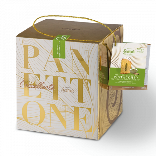 Panettone z zielonym pistacjowym Bronte DOP w pudełku