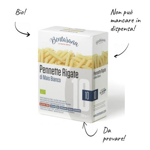 Pennette rigate de maïs blanc biologique 250 g