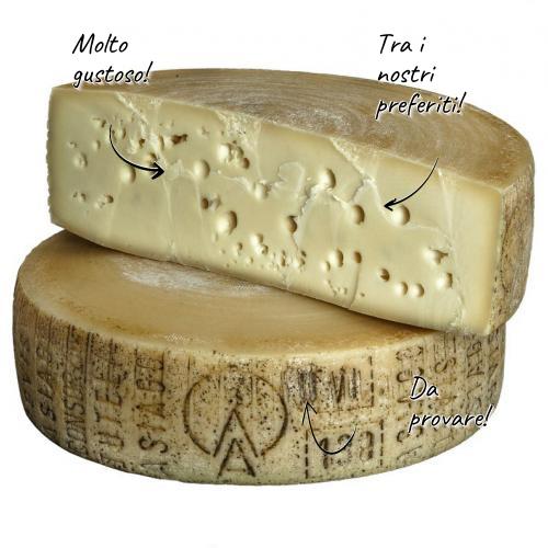 Asiago Dop d'Allevo 12 maanden oud 1/4 van een vorm 2.250 kg