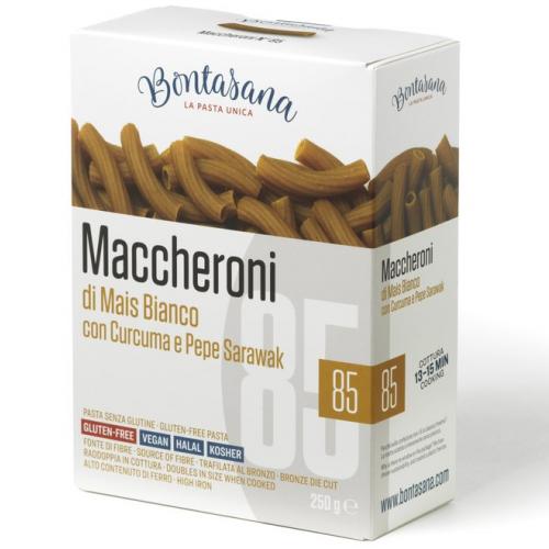 Maccheroni di mais bianco, curcuma e pepe Sarawak 250g - Bontasana