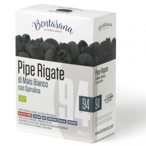 Pipe rigate di mais bianco e spirulina BIO 250g - Bontasana